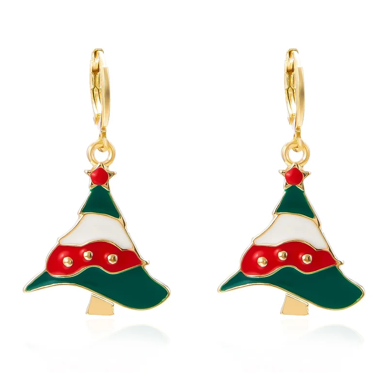 Frosty Charm Kerst Oorbellen – Asymmetrisch Ontwerp met Sneeuwman & Rode Strik, Lichtgewicht Feestaccessoire
