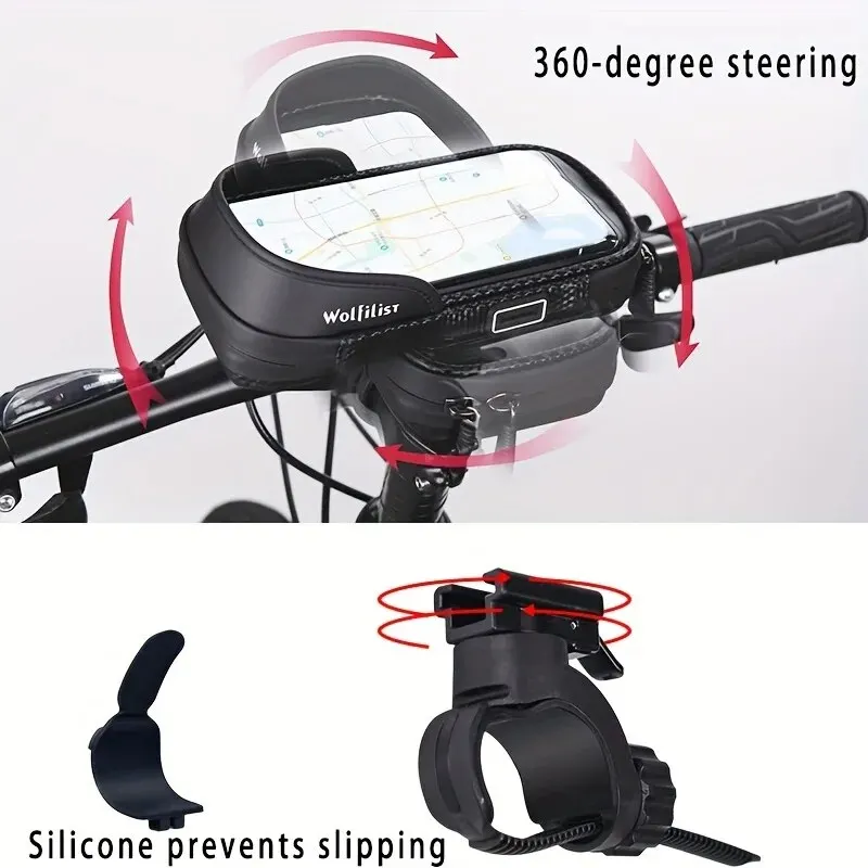 PhoneHec Fietstelefoonhouder – Waterdichte 360° Draaibare Smartphonehouder met Opbergvak