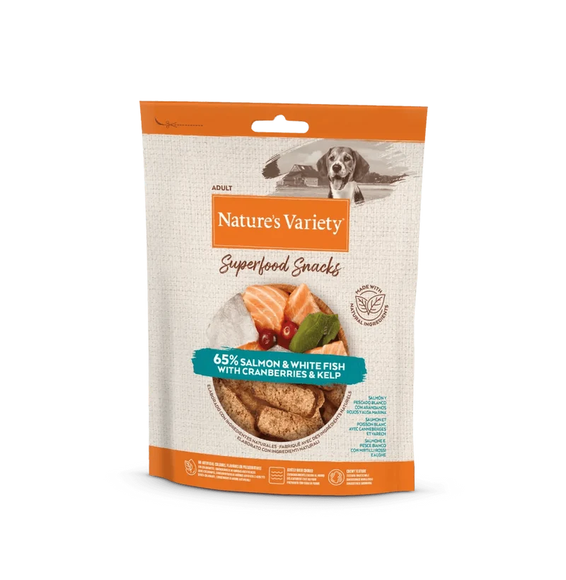 Nature's Variety superfood snacks salmone e pesce bianco