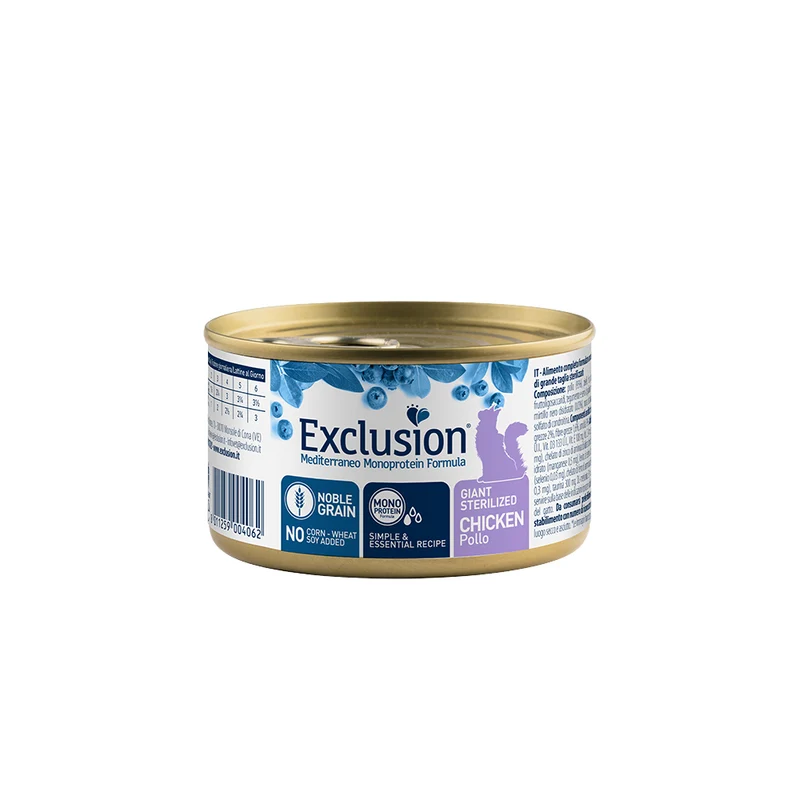 EXCLUSION MEDITERRANEO Monoproteic umido gatto giant sterilizzato al pollo