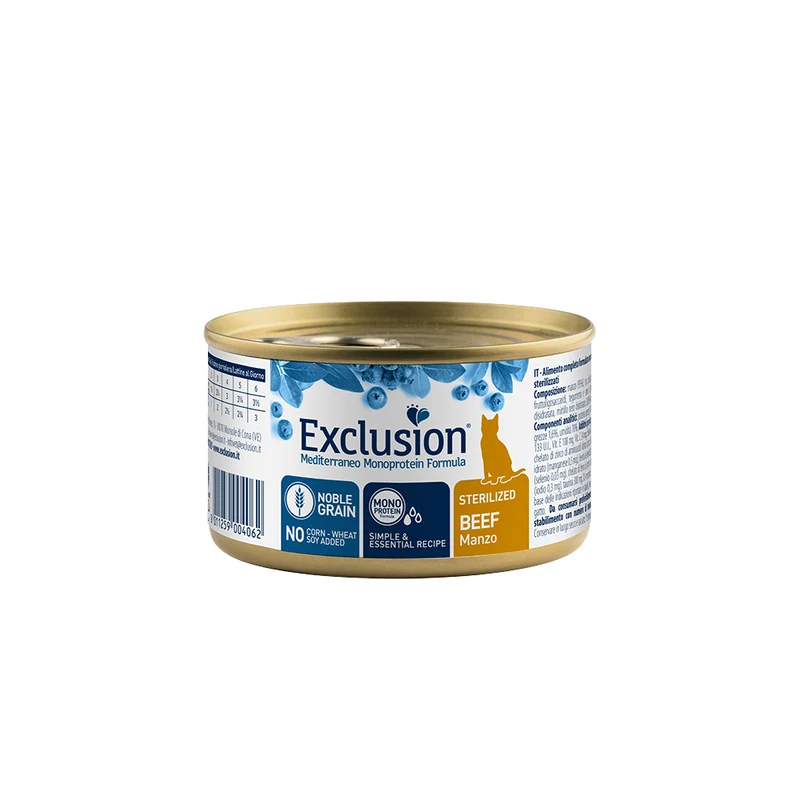 EXCLUSION MEDITERRANEO Monoproteic gatto sterilizzato al manzo ALL BREEDS