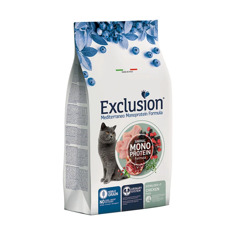 EXCLUSION MEDITERRANEO Monoproteic gatto sterilizzato 7+ al pollo