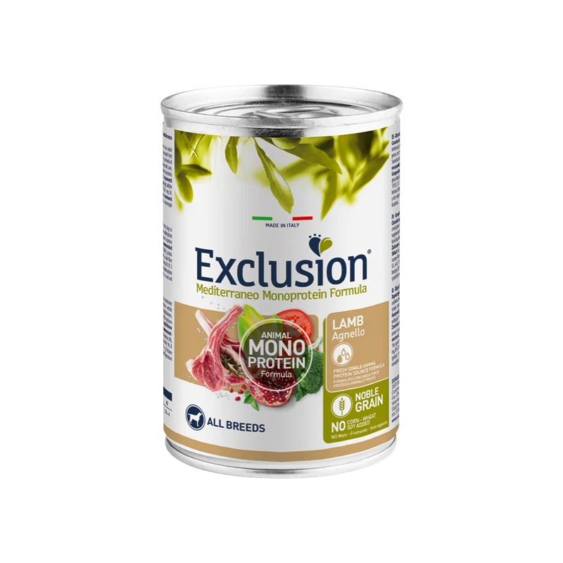 Exclusion Mediterraneo Umido Cane Adult Monoprotein agnello ALL BREEDS 400gr