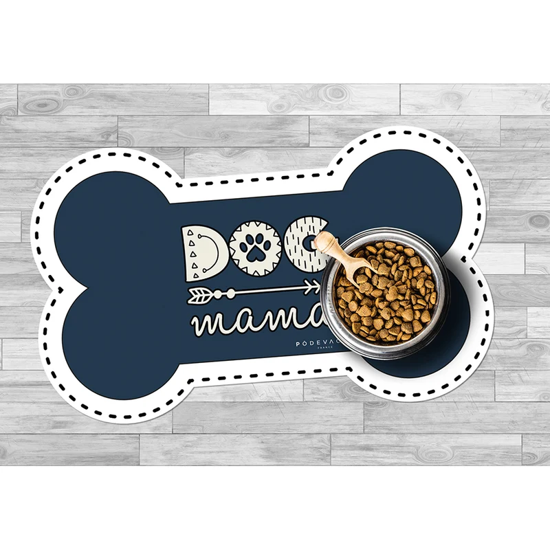 Tappetino per ciotola in vinile a forma di osso Dog Mama - Cane