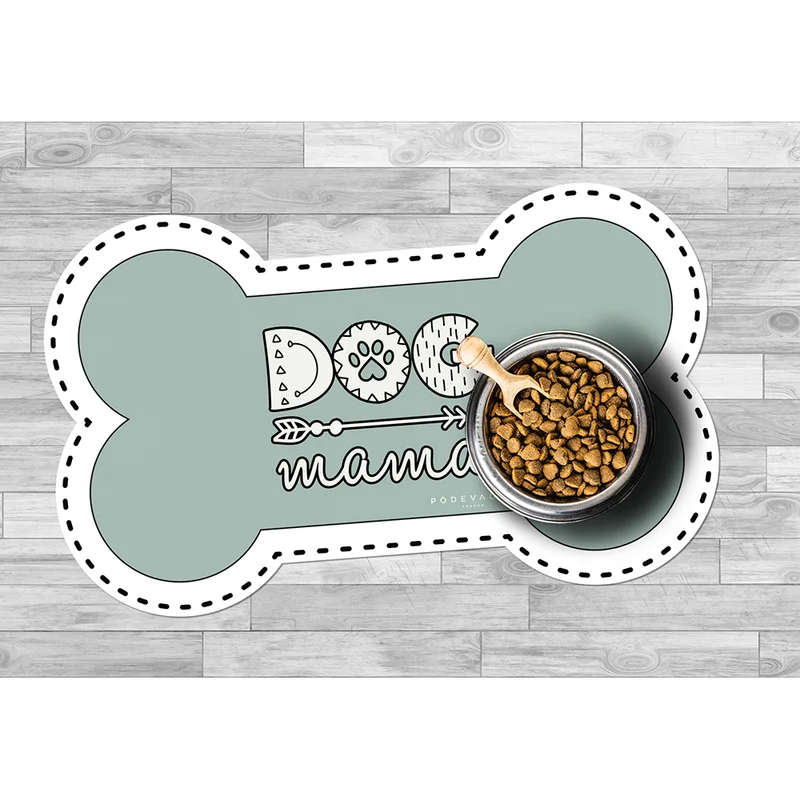 Tappetino per ciotola in vinile a forma di osso Dog Mama - Cane