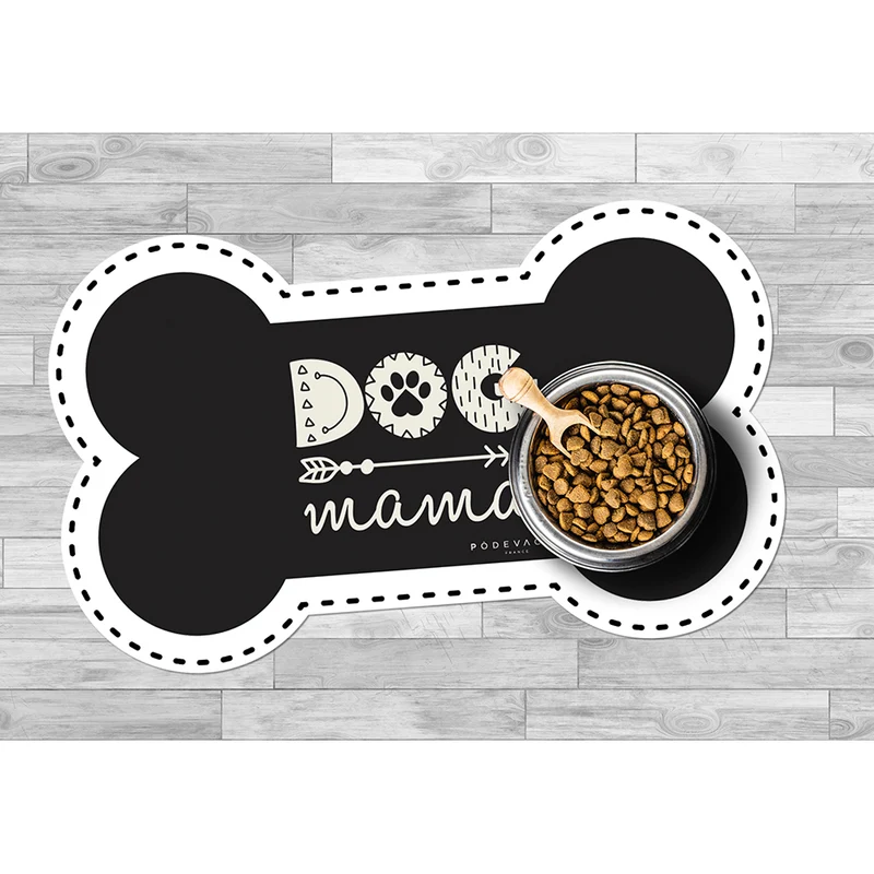 Tappetino per ciotola in vinile a forma di osso Dog Mama - Cane