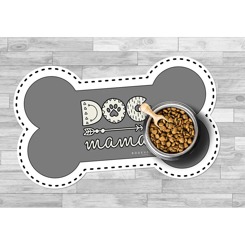 Tappetino per ciotola in vinile a forma di osso Dog Mama - Cane