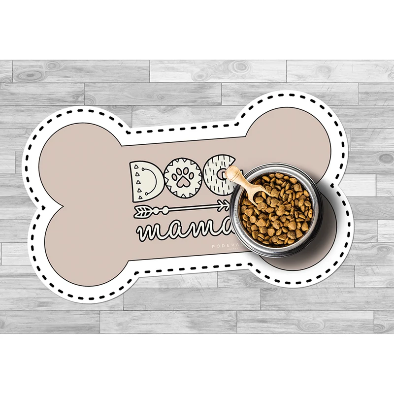 Tappetino per ciotola in vinile a forma di osso Dog Mama - Cane