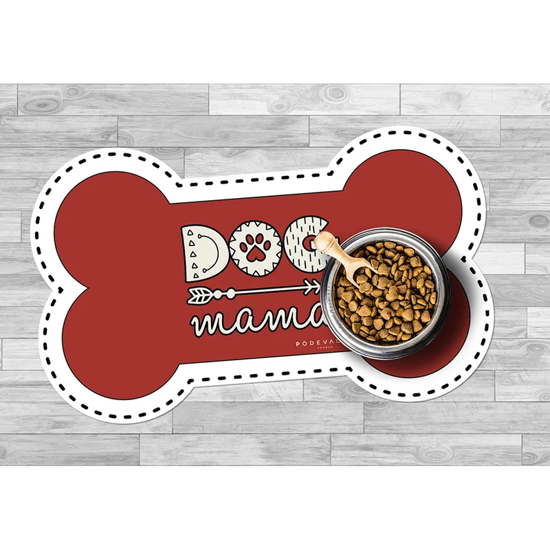 Tappetino per ciotola in vinile a forma di osso Dog Mama - Cane