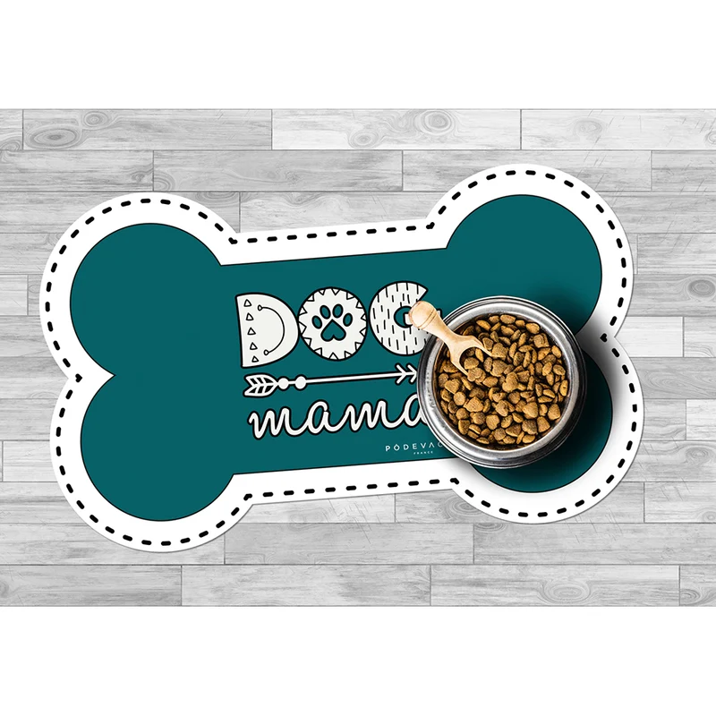 Tappetino per ciotola in vinile a forma di osso Dog Mama - Cane