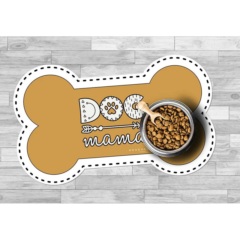 Tappetino per ciotola in vinile a forma di osso Dog Mama - Cane