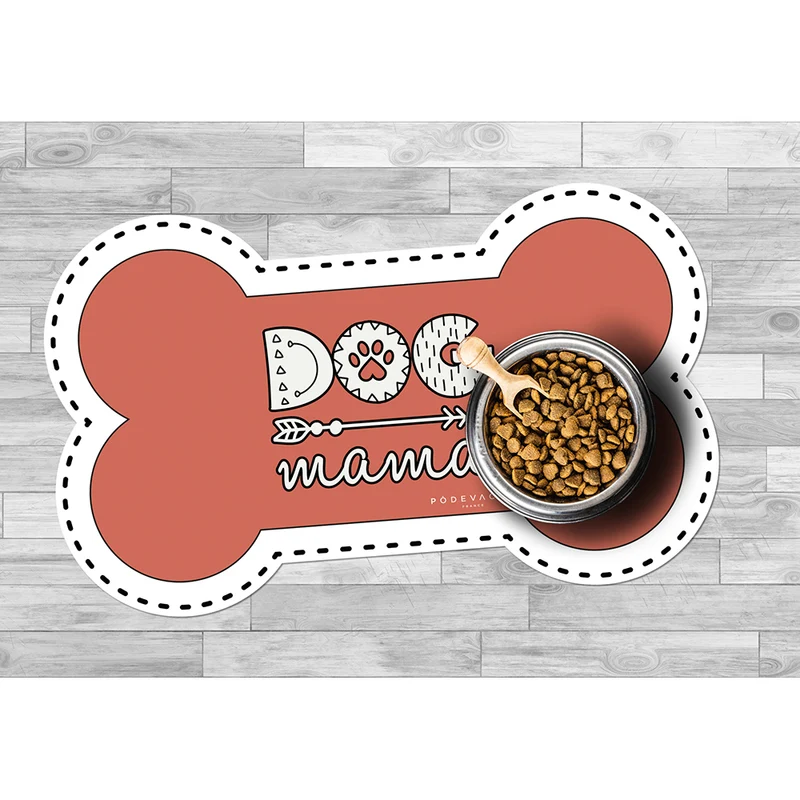 Tappetino per ciotola in vinile a forma di osso Dog Mama - Cane