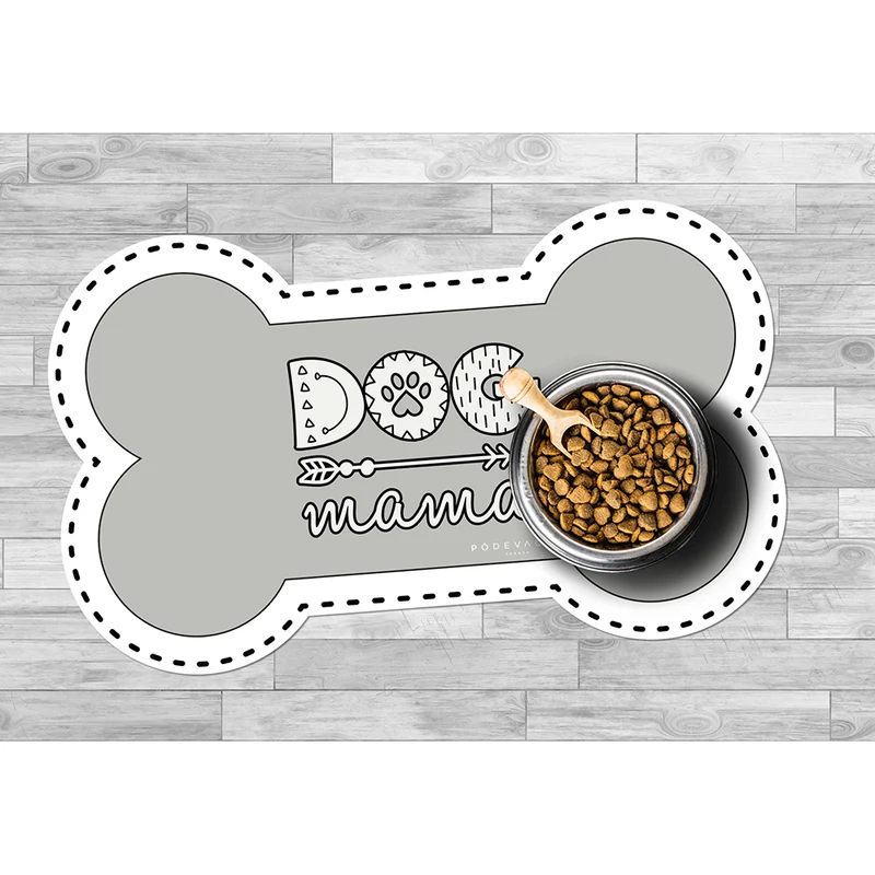 Tappetino per ciotola in vinile a forma di osso Dog Mama - Cane
