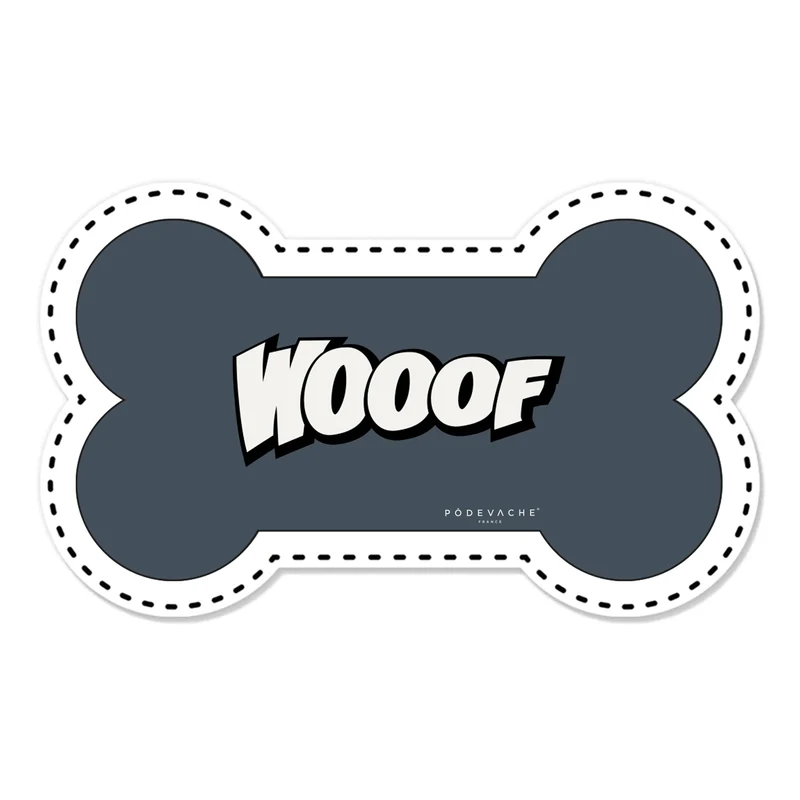 Wooof Tappetino per ciotola in vinile a forma di osso - Cane