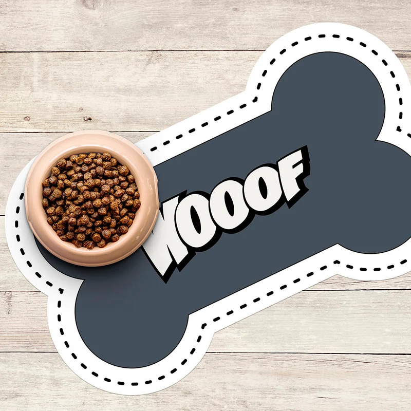 Wooof Tappetino per ciotola in vinile a forma di osso - Cane