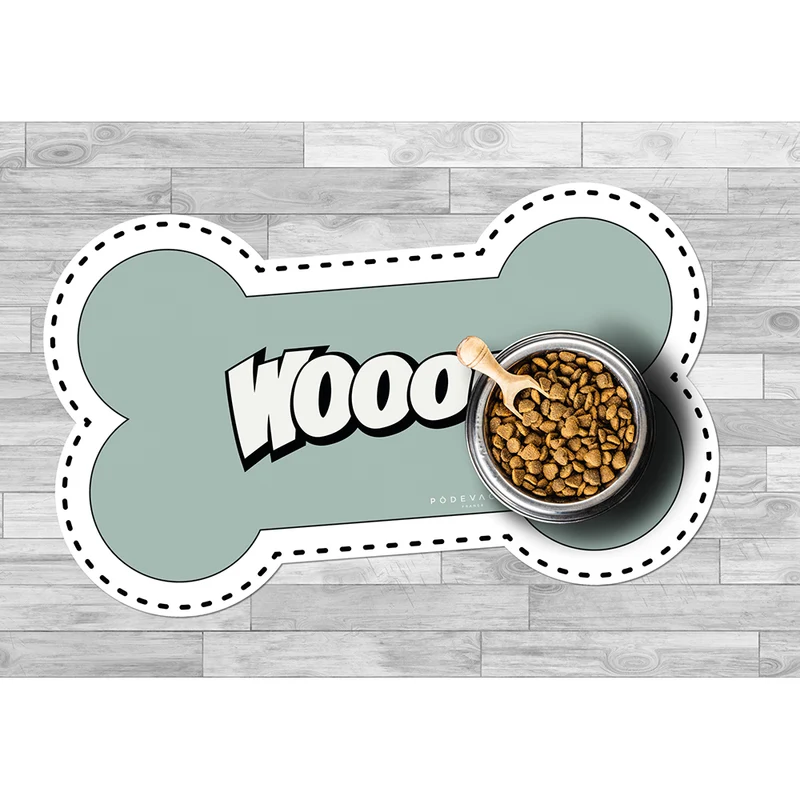 Wooof Tappetino per ciotola in vinile a forma di osso - Cane