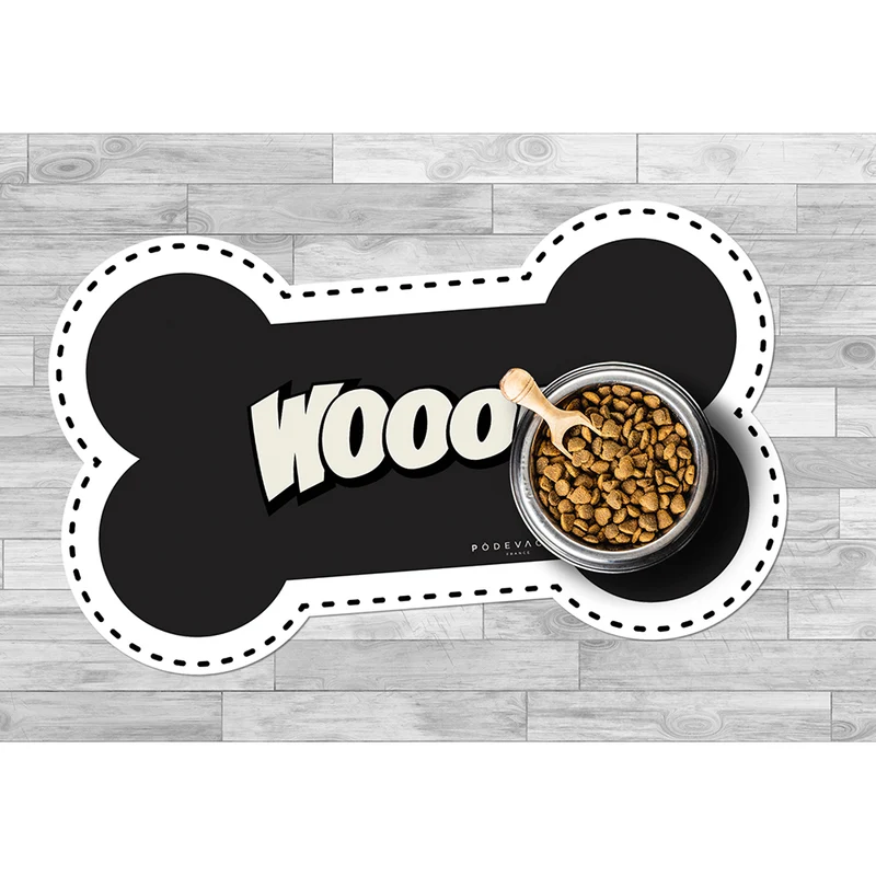 Wooof Tappetino per ciotola in vinile a forma di osso - Cane