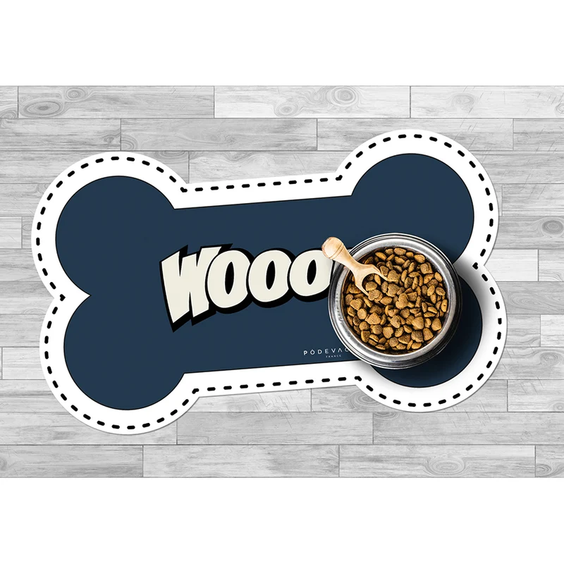 Wooof Tappetino per ciotola in vinile a forma di osso - Cane