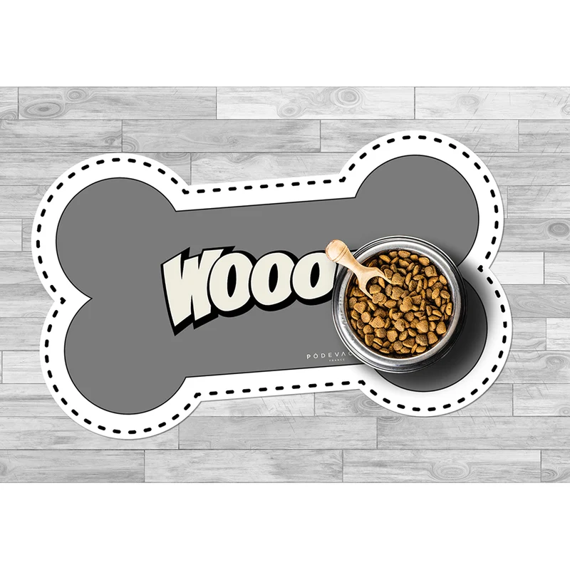 Wooof Tappetino per ciotola in vinile a forma di osso - Cane