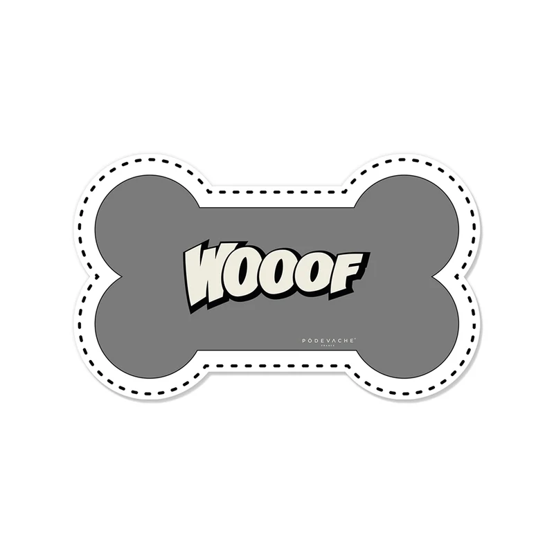 Wooof Tappetino per ciotola in vinile a forma di osso - Cane