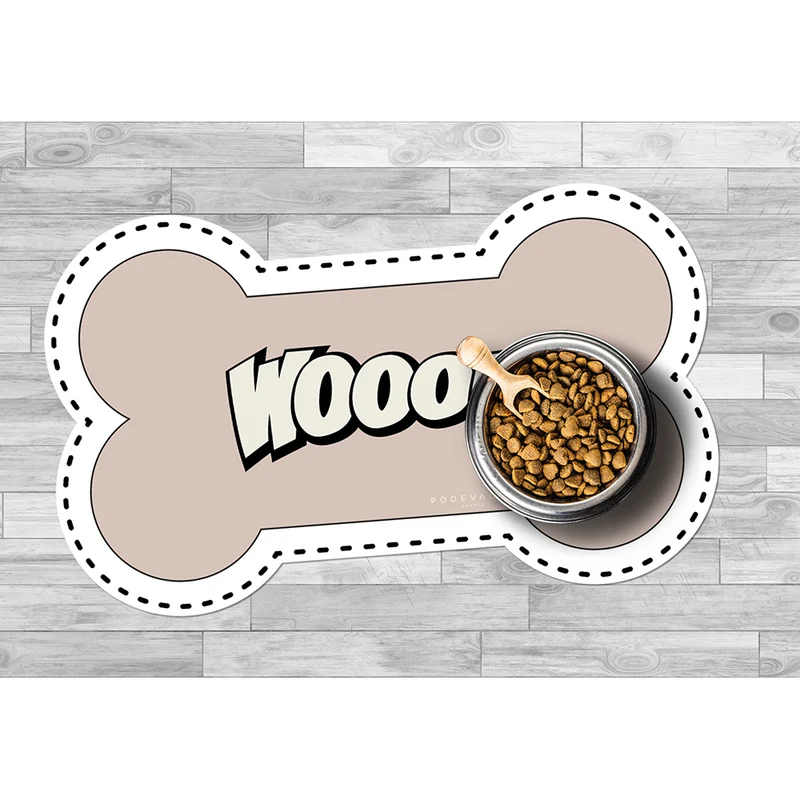 Wooof Tappetino per ciotola in vinile a forma di osso - Cane