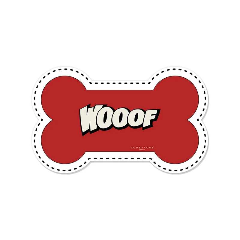 Wooof Tappetino per ciotola in vinile a forma di osso - Cane