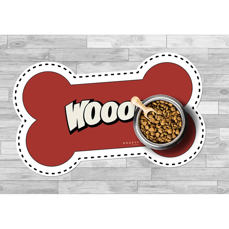 Wooof Tappetino per ciotola in vinile a forma di osso - Cane