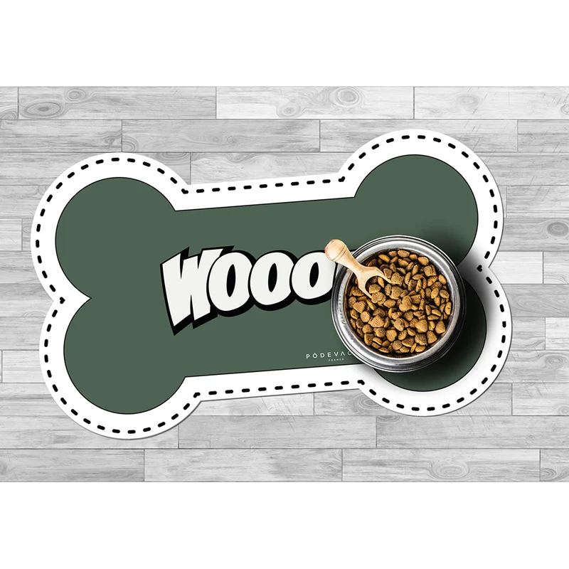 Wooof Tappetino per ciotola in vinile a forma di osso - Cane