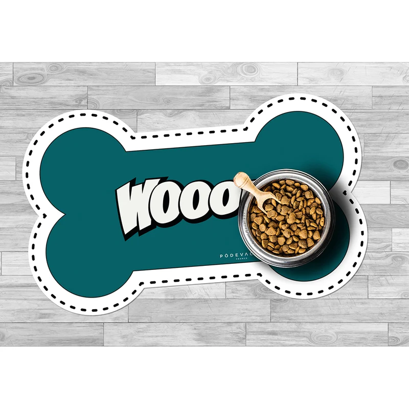 Wooof Tappetino per ciotola in vinile a forma di osso - Cane