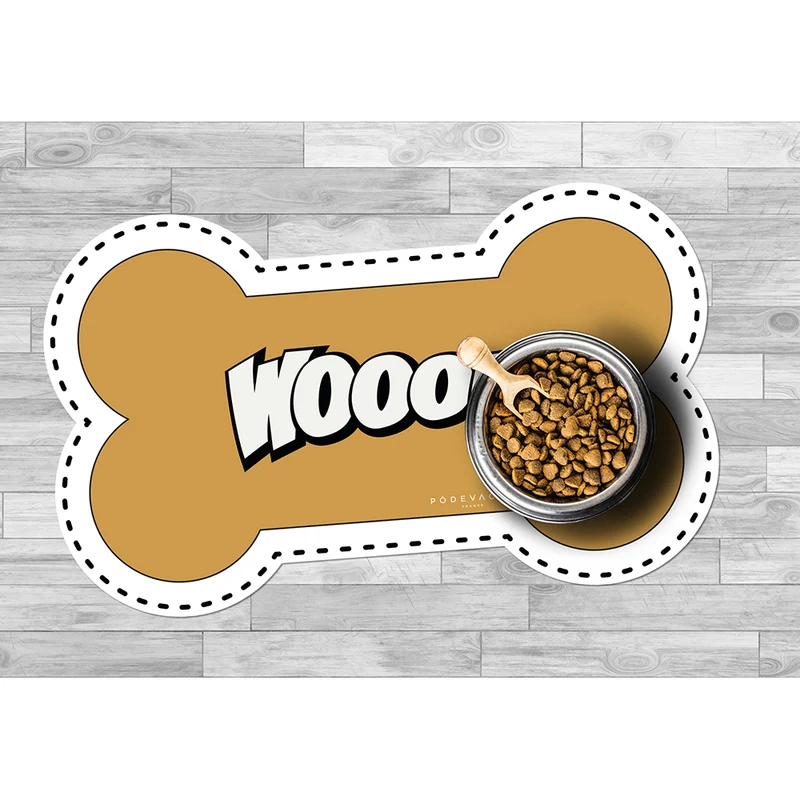 Wooof Tappetino per ciotola in vinile a forma di osso - Cane