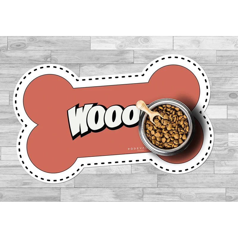 Wooof Tappetino per ciotola in vinile a forma di osso - Cane