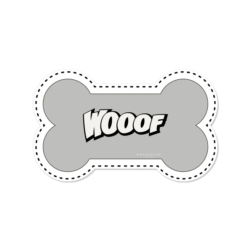 Wooof Tappetino per ciotola in vinile a forma di osso - Cane