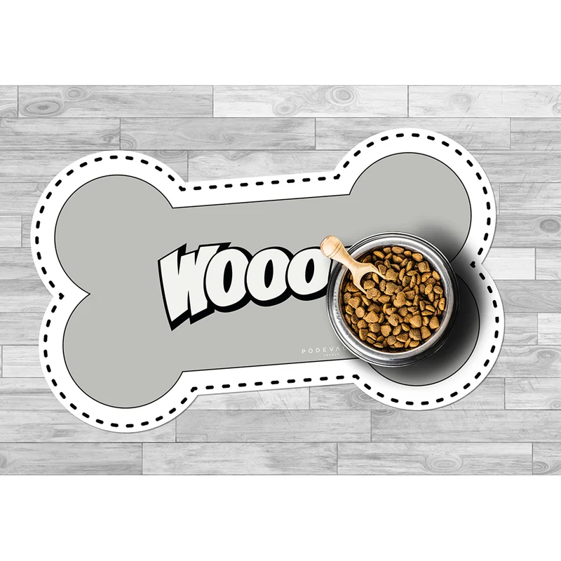 Wooof Tappetino per ciotola in vinile a forma di osso - Cane