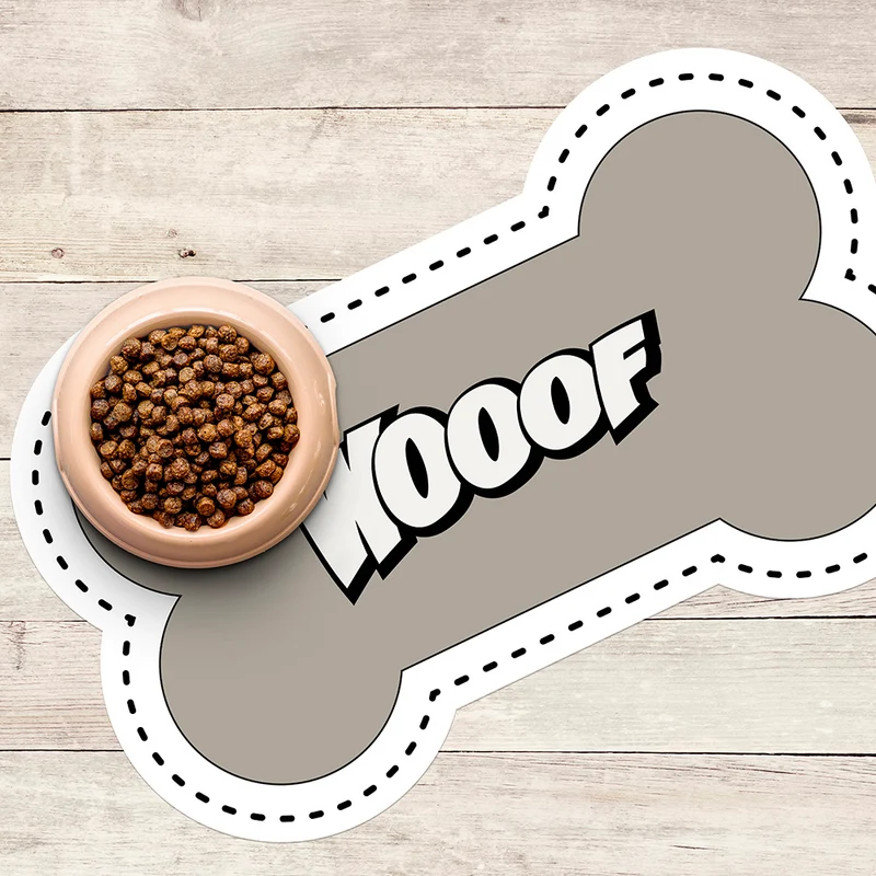 Wooof Tappetino per ciotola in vinile a forma di osso - Cane
