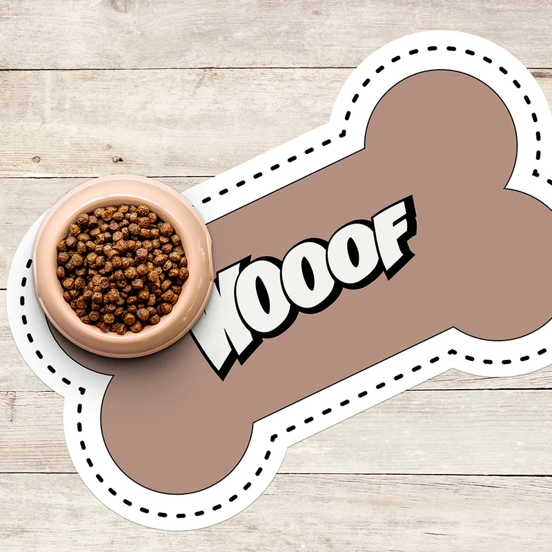Wooof Tappetino per ciotola in vinile a forma di osso - Cane