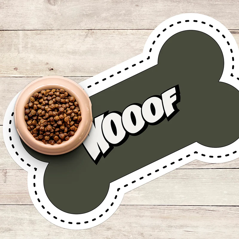 Wooof Tappetino per ciotola in vinile a forma di osso - Cane