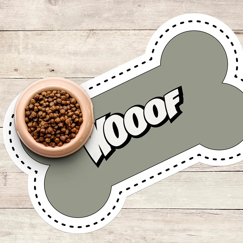 Wooof Tappetino per ciotola in vinile a forma di osso - Cane
