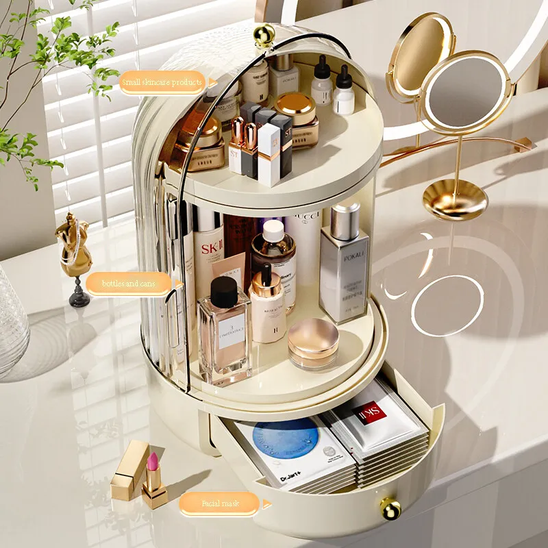Cosmory – Make-up Organizer met Deksel & 360° Draaibaar Ontwerp