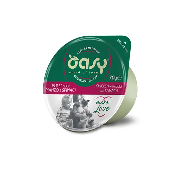 Oasy MORE LOVE Gatto 70g • Pollo con Manzo e Spinaci