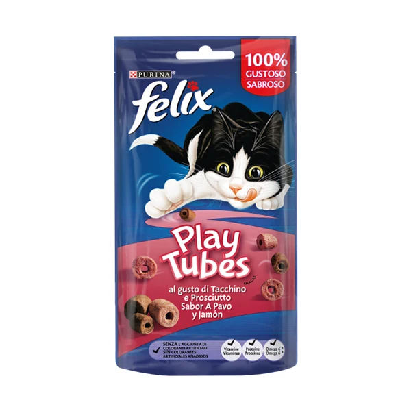 FELIX® Play Tubes Snacks al gusto di Tacchino e Prosciutto