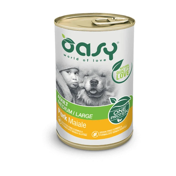 Oasy Umido Cane 400gr ONE PROTEIN - Adult Medium/Large Maiale