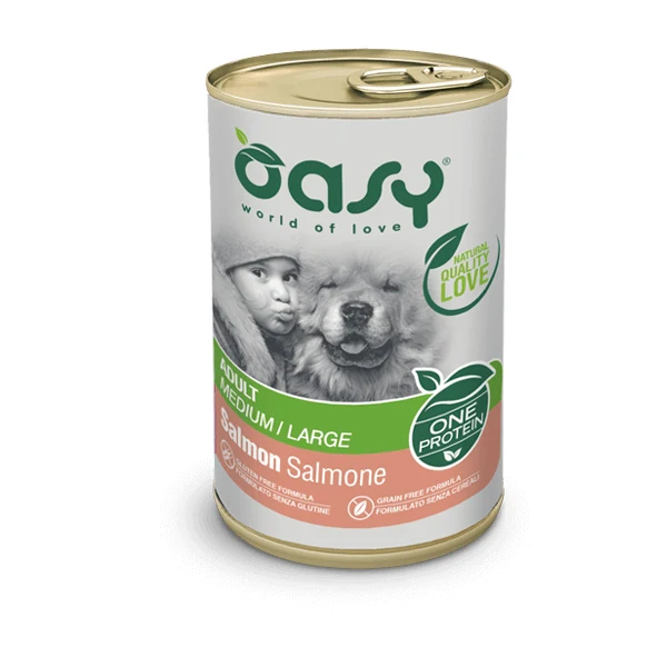 Oasy Umido Cane 400gr ONE PROTEIN - Adult Medium/Large Salmone