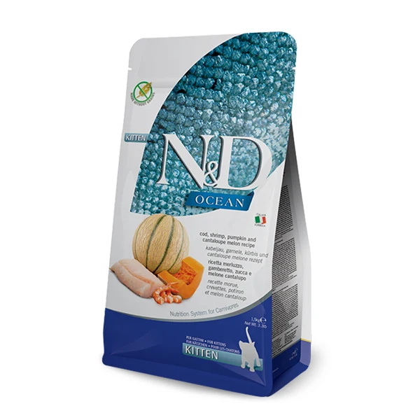 Farmina Gatto N&D Ocean Merluzzo, Gamberi, Zucca e Melone Kitten