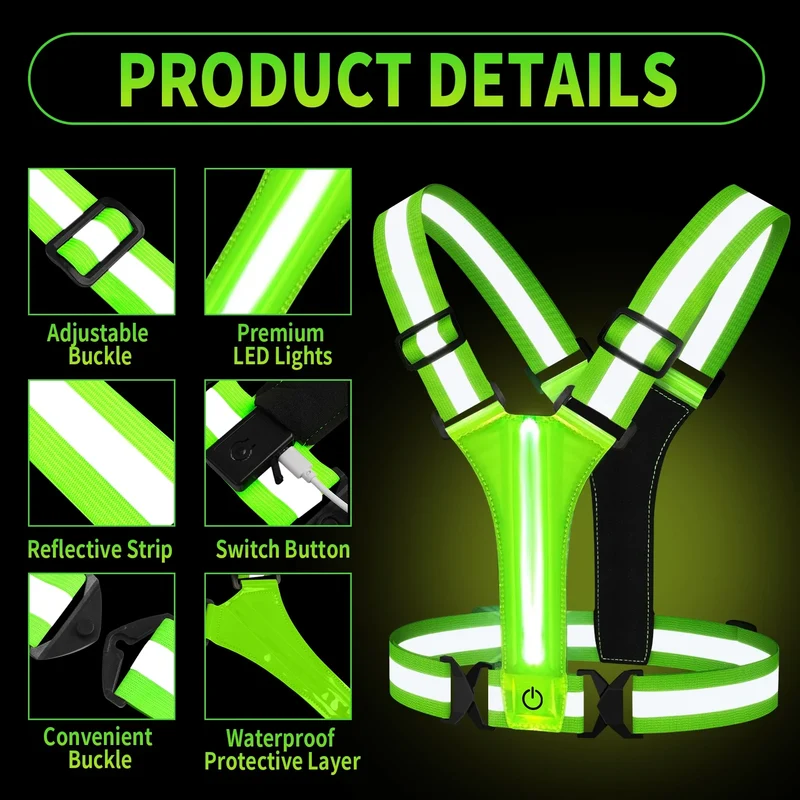 LED Hardloopvest – Oplaadbaar, Reflecterend, 360° Zichtbaar, Unisex