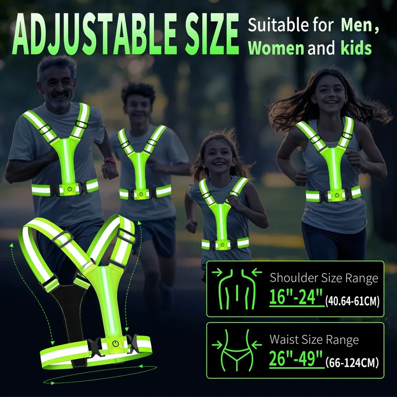 LED Hardloopvest – Oplaadbaar, Reflecterend, 360° Zichtbaar, Unisex