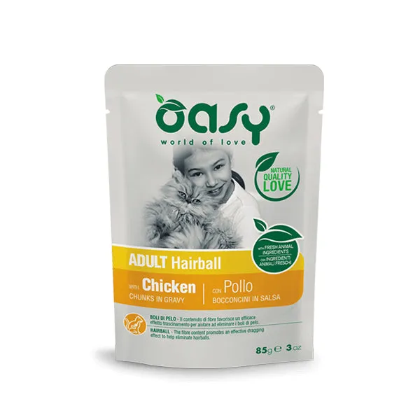 Oasy - Umido Gatto - BOCCONCINI IN SALSA • Adult Hairball con Pollo