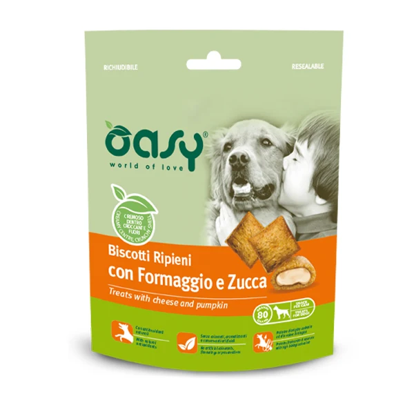 Oasy SNACK - Biscotti Ripieni con Formaggio e Zucca