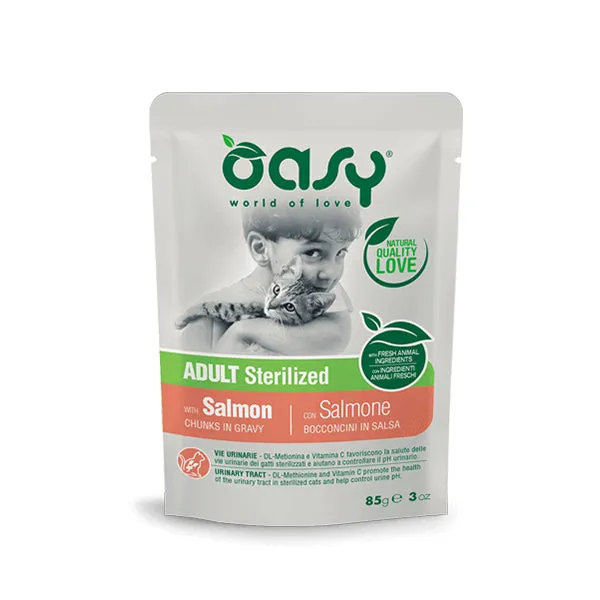 Oasy - Umido Gatto - BOCCONCINI IN SALSA • Adult Sterilized con Salmone
