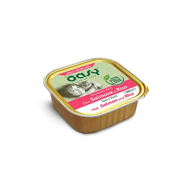 Oasy Umido Gatto DELIZIOSO PATÉ - 100gr - Adult Sterilized con Salmone e Riso