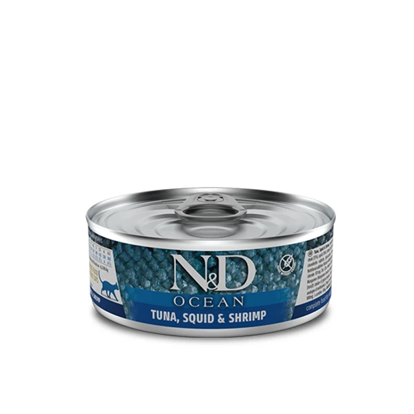 Farmina Umido Gatto N&D Ocean Tonno, Calamaro e Gamberetto 70gr